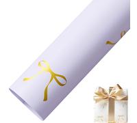 20 Sheets Large Glitter Bow Pattern Gift Wrap Paper, 56×56CM Premium Wrapping Paper for Birthday Christmas Gifts, Elegant Metallic Wrapping Sheet for All Occasions and Celebrations (purple)