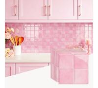 20 Sheets Mosaic Marble Effect Tile Stickers, Peel and Stick on Tiles for Kitchen Bathroom Wall Backsplash Vinyl Waterproof Self Adhesive Tile Decals Covers (15cm x 15cm, 6x6 inches)