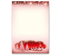 20 Sheets Motif Letter Paper! Christmas, Seasons - Winter Winter Village ? RED DIN A4 - Paper-Media