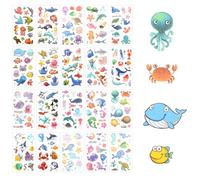 20 Sheets Ocean Temporary Tattoos - Over 210 Styles Cartoon and Glitter Ocean Sea Animals Under the Sea Tattoos for Kids Beach Party Decorations