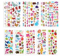 20 Sheets of 3D Puffy Stickers for Kids, Multiple Designs Self-Adhesive Children Stickers Includes Animals Numbers Letters Fruits for Journal Water Bottles Scrapbooking DIY Crafts (Girl Style)