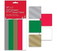 20 Sheets of Christmas Tissue Paper Plain Traditional Colours