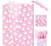 20 Sheets Pink Ghost Tissue Paper, 20 x14in Pink Ghost Wrapping Tissue for Halloween Baby Shower Wedding Birthday Wedding Gift Supplies