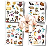 20 Sheets Pirate Temporary Tattoos for Kids Children Pirate Party Supplies Favors Cannon Powder Body Stickers for Pirate Birthday Party Decoration Kids Boys Girls Party Bag Filler (300+PCS)