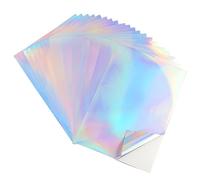 20 Sheets Printable Sticker Paper, A4 Waterproof Holographic Vinyl Paper, Shiny Rainbow Self Adhesive, Dries Quickly for Inkjet & Laser Printers