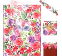 20 Sheets Retro Floral Tissue Paper, 50 x 35cm Floral Print Wrapping Tissue for Birthday Gift Wrap Wedding Baby Shower Party Supplies (A10)