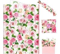 20 Sheets Retro Rose Tissue Paper, 50 x 35cm Floral Print Wrapping Tissue for Birthday Gift Wrap Wedding Baby Shower Party Supplies (A3)