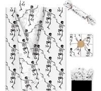 20 Sheets Skeleton Tissue Paper, 20 x 14 Inch Dancing Skeleton Pattern Gift Wrapping Paper for Halloween Day of The Dead Birthday Party Supplies