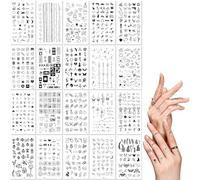 20 Sheets Small Temporary Tattoo Stickers With English Letters Flowers Butterflies And Other Designs For Fingertips