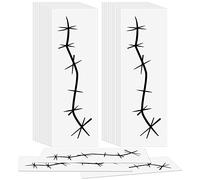 20 Sheets Stitch Fake Scar Temporary Tattoos, Horror Cosplay Stickers for Halloween Kids Adults Party Props|Waterproof black stitch wound tattoos,easy apply&remove for Halloween horror costume makeup