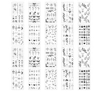 20 Sheets Temporary Tattoos for Women Girls Waterproof Long Lasting Fake Tattoos Black Flowers Wild Plant Butterfly Stick on Tattoos Semi Permanent Transfer Tattoos Stickers for Makeup Accessories