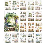 20 Sheets Vintage Garden Scrapbook Stickers Set Reusable Journaling Stickers Supplies for Scrapbooking