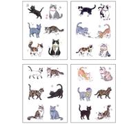 20 Sheets Watercolour Cat Temporary Tattoos, Mini Finger Kitten Tattoo Stickers, Cute Tiny Cat Pattern Waterproof Tattoos for Cat Lovers Party Favours DIY Body Decor