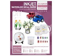 20 Sheets Waterslide Decal Paper Inkjet Clear,8.5X11 Inch Water Slide Transfer Paper Transparent Printable for Tumblers,Ceramics,Plastics,Glasses,DIY