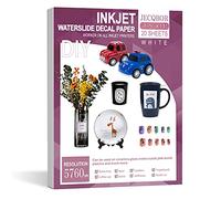20 Sheets Waterslide Decal Paper INKJET WHITE for Dark and Light Colors, 8.5X11 Inch No Baking Water Slide Transfer Paper Printable for Tumblers,Ceramics,Plastics,Glasses,DIY