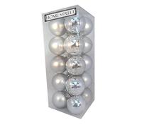 20 Shiny and Matte Baubles 60mm Diameter in Red Gold or Silver by Homestreet® (SILVER)
