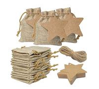 20 Small Hessian Gift Bags 7×9 cm with Tags, Burlap Mini Gift Bag Jute Linen Fabric Sack With Drawstring Pouches for Wedding Birthday Favour Bags Jewelry Vintage and DIY Craft Party