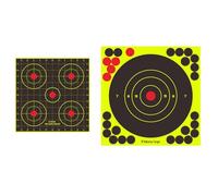 20 Splatter Shooting Targets, 10 Of Each Size, 6 inch And 8 inch, Self Adhesive Reactive Splash Targets, Entry Hole Turns Yellow When Hit, Air Rifles, Pistols, BB guns