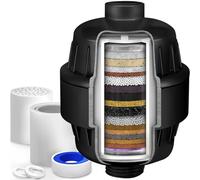 20 Stage Shower Filter Shower Head Filter, Portable Travel Hard Water Filter, Skin and Hair More Healthier, Remove Chlorine Heavy Metals and Other Sediments, Vitamin C Water Softener Reduces Dry