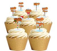 20 Stand Up Cute Christmas Santa Signposts Signs Themed Edible Wafer paper Cake Toppers Decorations