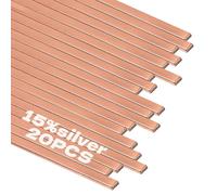 20 Sticks Brazing Rods BCuP-5 15% Silver Solder Copper Phosphor Welding Rods 0.05"x1/8"x10" Alloy Phosphor Copper Brazing Flat Welding Rod for HVAC, Refrigerator & Cold Storage Repair