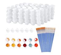20 Strips 120 Pots Empty Paint Strips and 20 Pieces Paint Brushes,Paint Cup Clear Plastic Containers,3Ml/0.17Oz