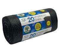 20 TidyZ Extra LARGE 300L Wheelie Bin Bags. Made from 100% Recycled plastic. Heavy Duty Black Wheelie Bin Liners. 18 microns. Fits all standard sized wheelie bins
