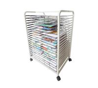 20-Tier Art Drying Rack, Sturdy Wrought Iron Display Stand for Paintings & Prints. Mobile Caster Base with Brakes Saves Space. Ideal for Studios, Schools & Creative Workshops.