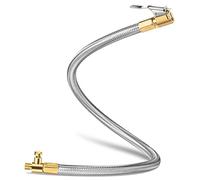 20'' Tire Inflator Extension Hose Adaptor with Quick Release, Clip-On Locking Air Chuck with Flexible Stainless Steel Tire Valve Extension Tube, Air Tire Connect Pipe for Portable Air Pump/Compressor