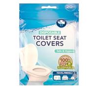 20 Toilet Seat Covers - Made from 100% Wood Pulp, Flushable and Biodegradable Paper, Pocket-Sized, Disposable for Adults and Kids' Potty Training, For Aeroplanes, Public Restroom, Camping