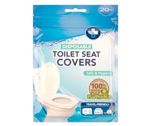20 Toilet Seat Covers - Made from 100% Wood Pulp, Flushable and Biodegradable Paper, Pocket-Sized, Disposable for Adults and Kids' Potty Training, For Aeroplanes, Public Restroom, Camping