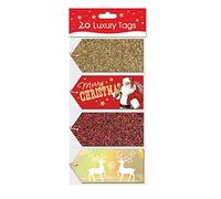 Tallon Luxury Glitter Tags - Red & Gold, Pack of 20, Size 110mm x 60mm
