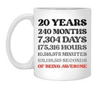 20 Twenty Years Months Days Hours Minutes Seconds Of Being Awesome Coffee Mug, Funny 20th Birthday Gift Gag For Men Women, 20 Years Old Mug For Friend Mom Dad Wife Husband Coworker 11oz