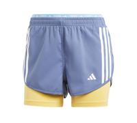 (20 UK - 22 UK, Blue) Adidas Womens/Ladies Own The Run 3 Stripes 2 in 1 Shorts