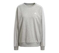 Adidas Womens Studio Lounge 3 Stripes Loose Fit Sweatshirt - Medium Grey - 20 UK - 22 UK - Medium Grey - 53% Cotton/36% Recycled Polyester/11% Viscose