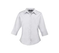 Premier Women's Poplin 3 4 Sleeve Shirt in Silver | Size: 20 Premier Silver 20