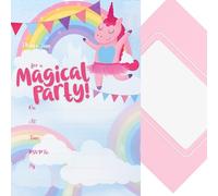 20 Unicorn Birthday Party Invitations with Pink Envelopes - Cute Fill-in-the-Blank Kids Party Invites, Magical Unicorn Theme for Girls’ Birthday, Baby Shower, Sleepover & Fairy-Tale Celebrations