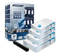 20 Vacuum Storage Bags, Space Saver Sealer Bags (5 Medium, 5 Large, 5 Jumbo, 5 Small) with Hand Pump for Bedding, Comforter, Pillows, Towel, Blanket, Clothes