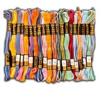 20 Variegated Multi Shades Anchor Cotton Cross Stitch Embroidery Threads Skeins Colour/Floss 100% Cotton Thread UK