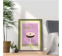 20 Vintage Cocktail Print Options, Bar Art Display, Retro Bar Home Decor, Kitchen, Lounge, Poster for Cocktail Lovers, A4 A3 Decor Wall Art (Espresso Martini, A4 Oak Framed)