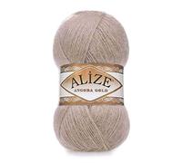 20% Wool 80% Acrylic Soft Yarn Alize Angora Gold Thread Crochet Lot of 2skn 200gr 1204yds Lace Hand Knitting Turkish Yarn (541 Mink)