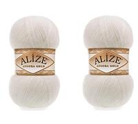 20% Wool 80% Acrylic Soft Yarn Alize Angora Gold Thread Crochet Lot of 2skn 200gr 1204yds Lace Hand Knitting Turkish Yarn (450 Pearl)
