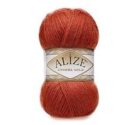 20% Wool 80% Acrylic Soft Yarn Alize Angora Gold Thread Crochet Lot of 2skn 200gr 1204yds Lace Hand Knitting Turkish Yarn (36 Terra)