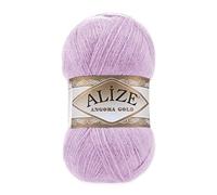 20% Wool 80% Acrylic Soft Yarn Alize Angora Gold Thread Crochet Lot of 2skn 200gr 1204yds Lace Hand Knitting Turkish Yarn (27 Lilac)