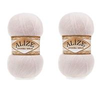 20% Wool 80% Acrylic Soft Yarn Alize Angora Gold Thread Crochet Lot of 2skn 200gr 1204yds Lace Hand Knitting Turkish Yarn (599 Bone)