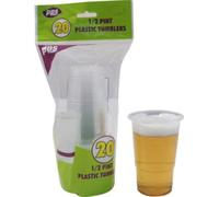 20 x 1/2 PINT PLASTIC TUMBLERS - half pint disposable quality beer glasses
