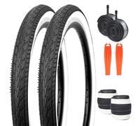 20 x 1.75 Inch Bike Tire 2 Pack Bicycle White Wall Side Tires Folding Bead Tyre with 2 PCS Inner Tubes Compatible with 20" Kids Bike, Folding Bike, Tricycles