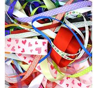 20 x 1 Metre Ribbon Off Cut Bundle, Premier Quality, Organza, Grosgrain, Double Sided Satin, Metallic Edge & Printed etc. (Mixed Colours/Styles)