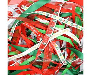 20 x 1 Metre Ribbon Off Cut Bundle, Premier Quality, Organza, Grosgrain, Double Sided Satin, Metallic Edge & Printed etc. (Xmas Shade)