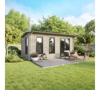 Powersheds Apex Roof Log Cabin 20ft x 10ft (Doors to Right) 44mm Log Thickness